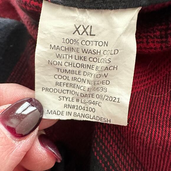 Gioberti Flannel Shirt Buffalo Check Contrasting Corduroy Red Black XXL Workwear - Picture 9 of 11